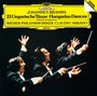 "JOHANNES BRAHMS, 21 Ungarische Tänze, WIENER PHILHARMONIKER, CLAUDIO ABBADO." Drei Dirigenten in Aktion auf dunklem Hintergrund.