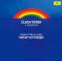 "Gustav Mahler 5. Symphonie, Berliner Philharmoniker, Herbert von Karajan." Regenbogen auf blauem Hintergrund.