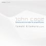 Text: "john cage, Sonatas and Interludes for prepared piano, Tomoki Kitamura piano". Schlichtes, weißes Design.