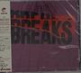 Links steht vertikaler Text auf Japanisch und Englisch. "THE BREAKS" groß in Schwarz und Rot auf violettem Hintergrund.