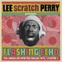 Oben steht "LEE scratch PERRY presents". Darunter: "FLASHING ECHO". Gesicht mit Kopfhörern, farbiger Hintergrund.