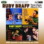 "RUBY BRAFF" in großen Buchstaben. Bilder von Trompetern und Instrumenten im Hintergrund von Albumcovern.