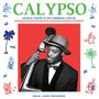"CALYPSO. Musical Poetry in the Caribbean 1955-69. Soul Jazz Records. Ein Mann mit Kontrabass, Zeichnungen von Musikern."