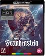 „Mary Shelley’s Frankenstein“, Film von Kenneth Branagh, HDR, farbenreiche Illustration eines Kopfes mit Blitzen im Hintergrund.