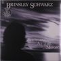 "BRINSLEY SCHWARZ" oben, "SHOUTING AT THE MOON" unten. Silhouette einer Person vor einem mondbeschienenen Himmel.