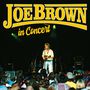 "Joe Brown in Concert" steht oben. Eine Person spielt Mandoline auf einer Bühne vor einem Publikum.