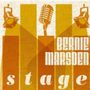 „BERNIE MARSDEN“ und „stage“ in stilisierter Schrift. Grafik mit Mikrofon und Scheinwerfern als Designelemente.