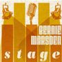 Text "BERNIE MARSDEN" und "stage" über länglichen Formen. Mikrofon oben, Scheinwerfer an den Seiten.