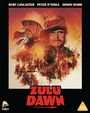 Titel: Zulu Dawn. Namen oben: Burt Lancaster, Peter O'Toole, Simon Ward. Illustration: Soldaten, Kriegsszene. PG Symbol.