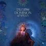 Text: "EMILY PORTMAN DOMINION OF SPELLS". Eine Frau, umgeben von mystischen Illustrationen und blauen Tönen.