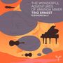 "The Wonderful Adventures of Amanda Maier, Trio Ernest, Éléonore Billy." Luftschiffe und Musikinstrumente schweben am Himmel.