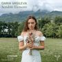 Text links oben: "DARIA VASILEVA Scriabin: Elements". Unten links: "Crescendo Young Swiss Artists". Frau in weißem Kleid hält Blumen.