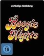 Oben "vorläufige Abbildung", mittig "Boogie Nights" in verspielter Retro-Schrift, blaues FSK 16-Logo unten links.