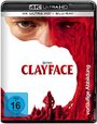 Text: "4K ULTRA HD • BLU-RAY", "CLAYFACE", "FSK ab 16 freigegeben", "vorläufige Abbildung".  
Halbes Gesicht, roter Umhang.