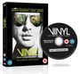 "VINYL: THE COMPLETE FIRST SEASON" steht auf einer DVD-Hülle und Scheibe, begleitet von Namen wie Martin Scorsese.