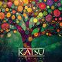 Text: "KATSU AWAKENING". Buntes, lebhaftes Gemälde mit einem stilisierten Baum aus farbigen Kreisen.
