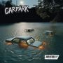 Text: "CARPARK", "BORN TO BE AVERAGE". Szene: Drei Autos halb unter Wasser bei Nacht, Bäume am Rand.
