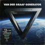 "VAN DER GRAAF GENERATOR" und "ORBITAL MECHANICS" vor einem dreieckigen Emblem über der Erde.