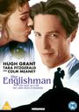 „Hugh Grant, Tara Fitzgerald und Colm Meaney. The Englishman who went up a hill but came down a mountain.“ Eine Frau küsst einen Mann.