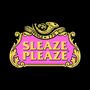 Golden verzierter Rahmen, rosa Hintergrund, darin steht „Sleaze Pleaze“. Oberhalb ein Horn und der Text „Penge 176“.