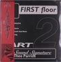 „FIRST floor“, „Sound Signature“, „Theo Parrish“, rote vertikale Schriftzeichen, großes „2“ auf dunklem Hintergrund.