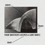 Texte: "where", "rivers", "meet", "YOUR BROTHER’S KEEPER & GARY BARTZ". Schwarz-Weiß-Foto einer abstrakten Skulptur.