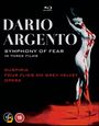"Dario Argento: Symphony of Fear in Three Films. Suspiria, Four Flies on Grey Velvet, Opera." Abbildung einer blutüberströmten Statue.