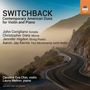 "Switchback: Contemporary American Duos for Violin and Piano". Texte und Musiker auf Bergstraße dargestellt.