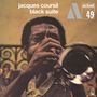 "jacques coursil black suite", "actuel 49". Nahaufnahme eines Trompeters, der intensiv spielt.
