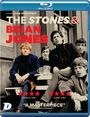 "A Film By Nick Broomfield: The Stones & Brian Jones" in Großbuchstaben, fünf Bandmitglieder sitzen auf Stufen.