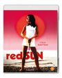Text: "A Film by Rudolf Thome, redSUN, 12." Frau in weißem Kleid vor rotem Sonnenuntergang, Waffe in der Hand.