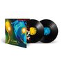 Text: "Orbital Glastonbury 1994." Zwei schwarze Schallplatten, farbenfrohes Cover mit abstraktem Gesicht.