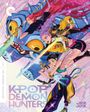 Text: „KPOP DEMON HUNTERS 2025 THE CRITERION COLLECTION“. 

Illustration: Drei Heldinnen mit Schwertern reiten ein blaues Wesen.