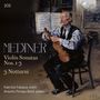 "Medtner Violin Sonatas Nos. 1-3 3 Notturni" mit Violine und Klavier. Ein Gemälde: Mann sitzt, hält Geige.