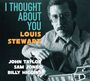"I Thought About You" und "Louis Stewart" in farbigen Buchstaben. Mann im karierten Hemd mit Gitarre.