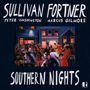 "Sullivan Fortner. Peter Washington, Marcus Gilmore. Southern Nights." Eine lebhafte Straßenszene eines Tanzes bei Nacht.