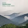 Texte: "der wind", "ensemble kheops", "frühling | schreker | brahms". Nebliges Bergpanorama im Hintergrund.