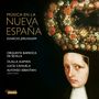 Text: "MÚSICA EN LA NUEVA ESPAÑA, IGNACIO JERUSALEM." Es zeigt das Gemälde eines Gesichts mit einem Blumenkranz.