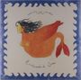 „camille camille“ oben, „Enchanted Sea“ unten. Illustration einer Frau mit Fischschwanz in warmen Farben.