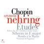 Text: "Chopin, szymon nehring, Etudes, Bolero, Op. 19, Cantabile in B flat major, Scherzo in E major, Rondo à la Mazur, 'Souvenir de Paganini'". Links unten ein Logo.
