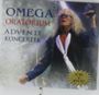 "OMEGA ORATÓRIUM ADVENTI KONCERTEK" in blauen und roten Buchstaben, ein Sänger mit Mikrofon, CD + DVD.