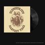 Text: "ELONKORJUU, HARVEST TIME". Schwarzes Vinyl, sepiafarbenes Foto von fünf Personen im Vintage-Stil.