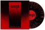 Roter, schwarzer Hintergrund mit Text „Kongh“ und „Dissolved in Time“; schwarze Vinyl-Platte mit roter Sprenkelung.