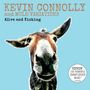"KEVIN CONNOLLY and MULE VARIATIONS. Alive and Kicking." Ein Maultier schaut frontal auf blauem Hintergrund.