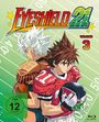 "Eyeshield 21", "Volume 3", FSK 12. Zwei Anime-Figuren in Football-Trikots, Hintergrund wie ein Spielfeld.