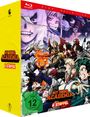 "My Hero Academia 6. Staffel" steht groß geschrieben. Helden in dynamischen Posen, gelber Hintergrund, FSK 12 Logo.