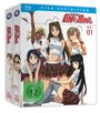 „Love Hina Vol. 01“, fünf Manga-Charaktere in Schuluniformen, FSK 12 Freigabe, blaue Blu-ray-Hülle.