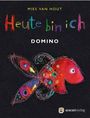 MIES VAN HOUT: Heute bin ich. DOMINO. Ein bunt illustriertes Fisch mit roten und bunten Mustern auf dunklem Hintergrund.