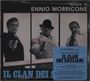 Text: "ENNIO MORRICONE", "IL CLAN DEI SICILIANI", "C A M SUGAR". Drei Männer halten Pistolen, in Schwarz-Weiß.