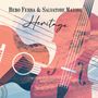 "Bebo Ferra & Salvatore Maiore Heritage" steht geschrieben. Eine künstlerische Illustration von überlappenden Gitarren und Geigen.